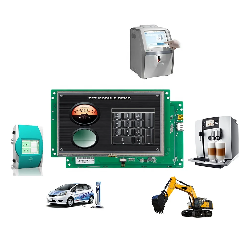 
7 inch 800x480 Programmable TFT LCD Display with Touch Screen Support Any Microcontroller 