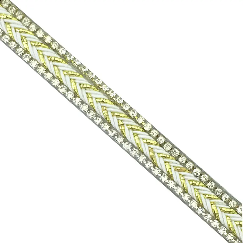 Wholesale strass pearl rhinestone banding trimmings for dresses rhinestone mesh ribbon decoration