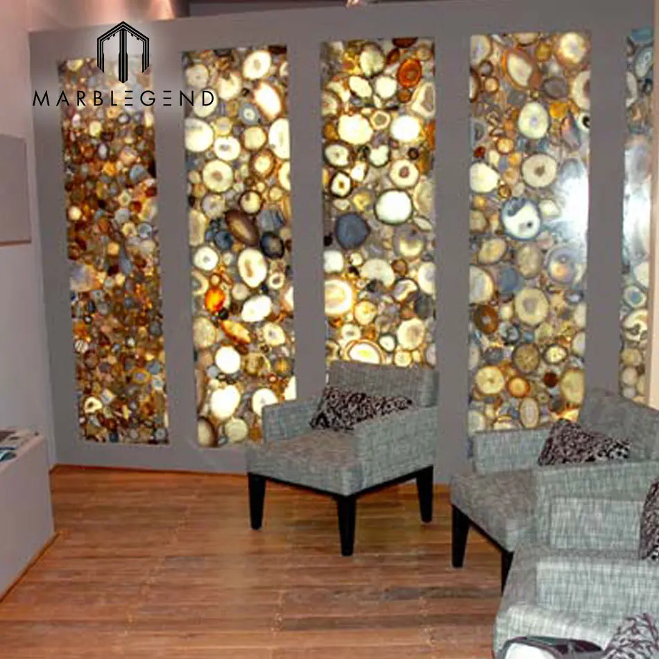 
Chinese Whosale Natural Gemstone Agate Wall Panel 