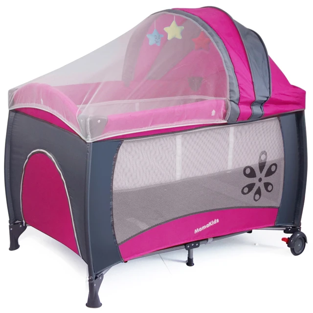 Mamakids S12-7 baby folding playpen bed with 2 wheels