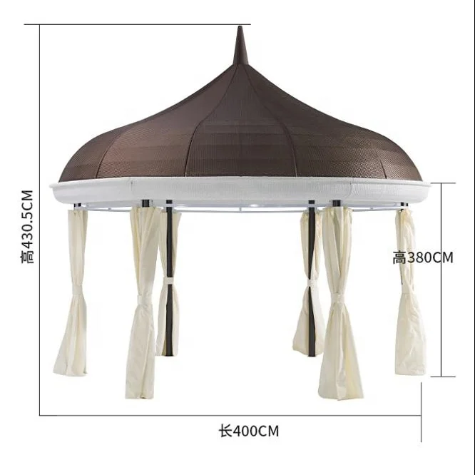 400cm Rattan Round Gazebo with Sofa Set inside High Quality Wicker New Gazebo