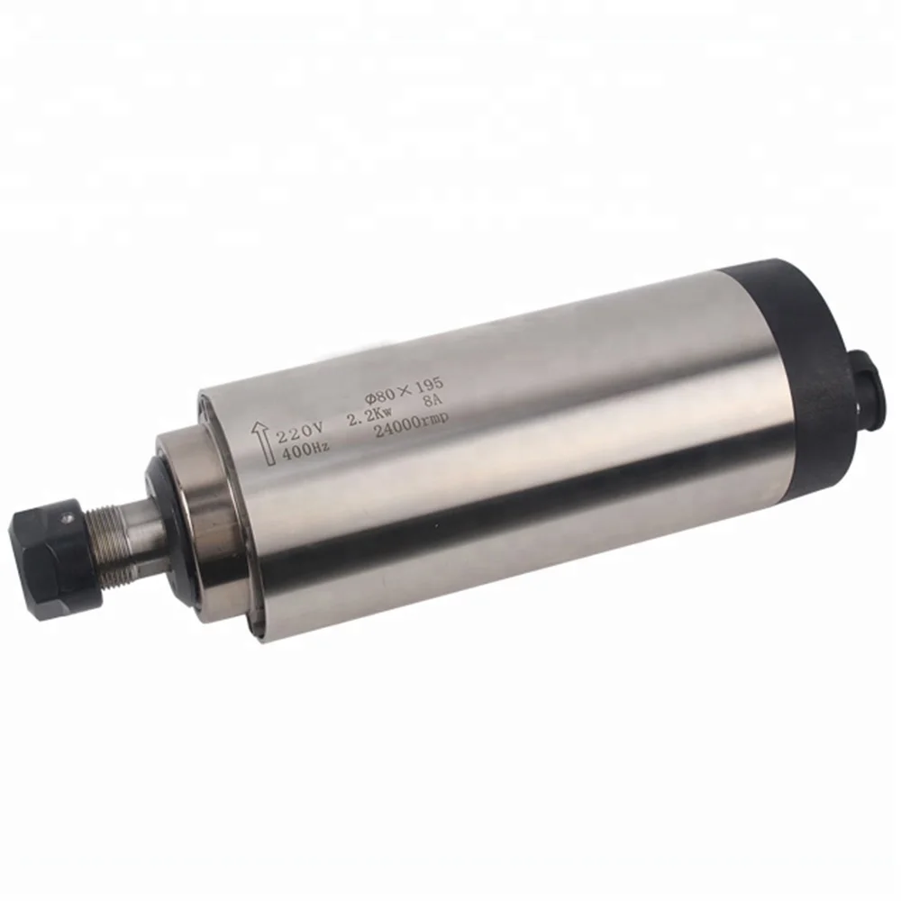 
AC Spindle 2.2KW GDZ80-2.2F 2.2KW 220V 5A 400Hz ER16 80mm 24000rpm Air-cooled Spindle Motor with Collets for Woodworking Machine 