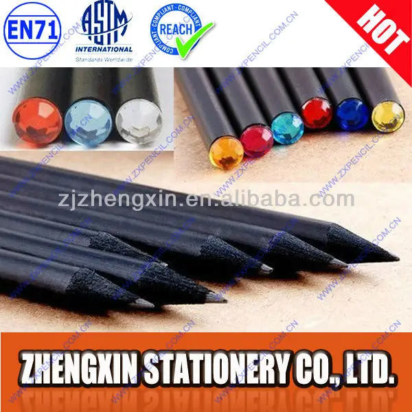 
Black Wooden Pencil with Crystal on Top HB Office & School Pencil,promotional Pencil Black or Natural Wood Color Bulk Packing 