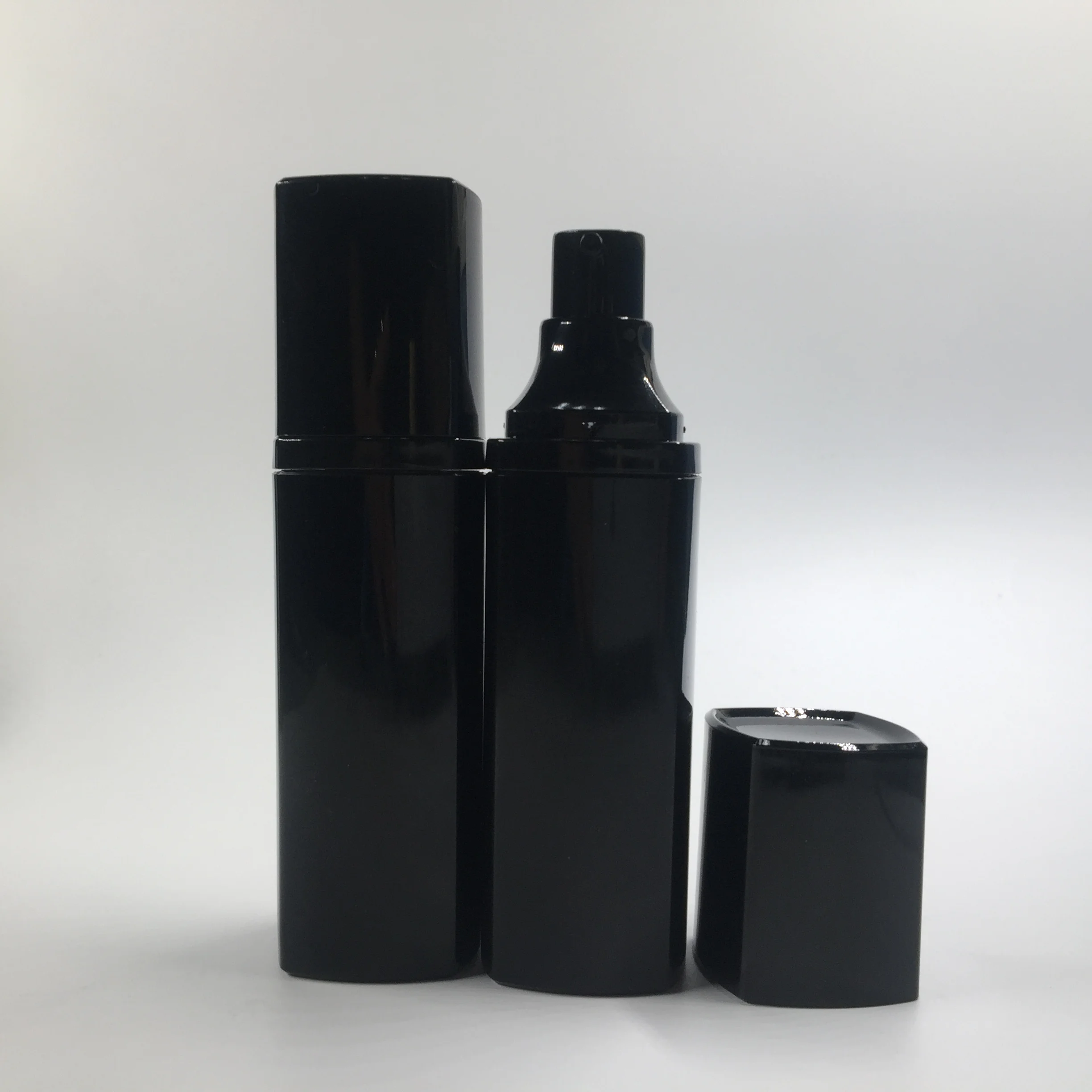 luxury black square acrylic vacuum airless pump cosmetic bottle for liquid foundation