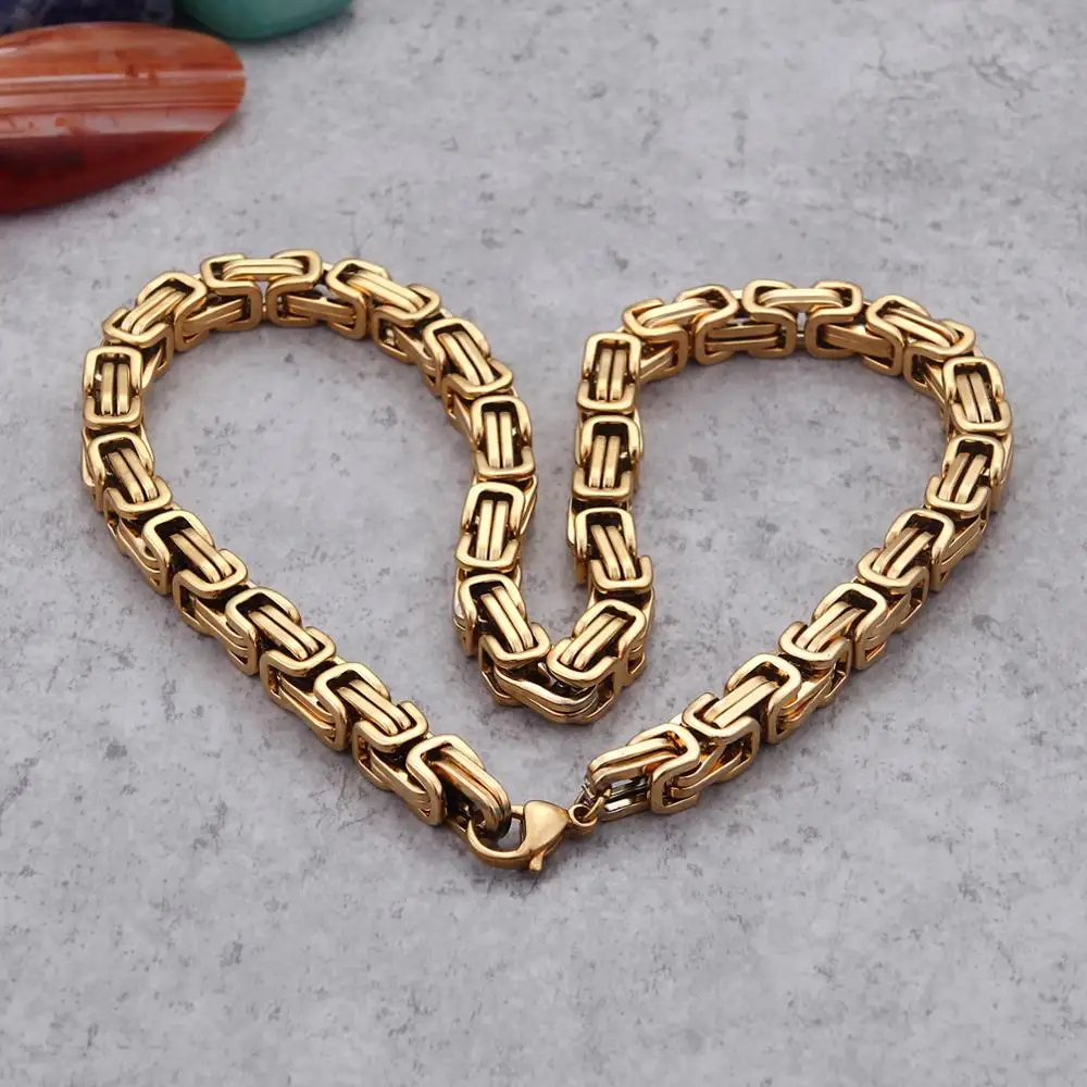 
Wholesale Mens Heavy Link Biker 18K Gold Stainless Steel Chain Necklace 