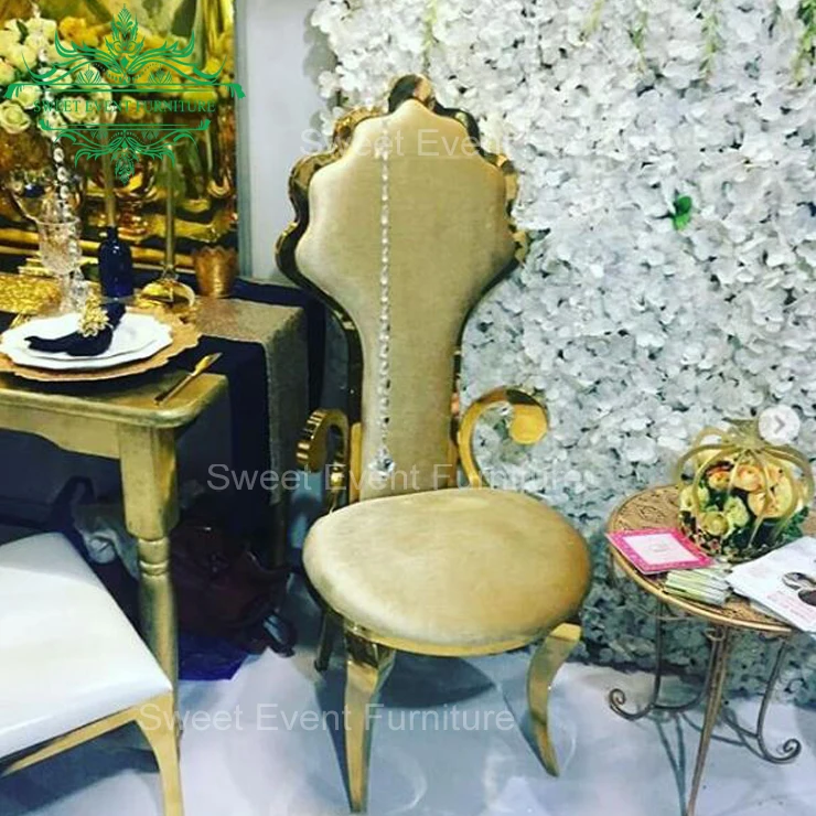 wedding  furniture PU leather high back leisure  gold dining chairs for event