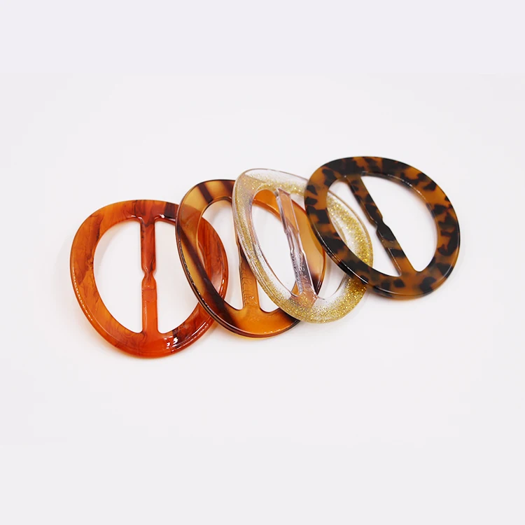 Fashion Round Resin/Acrylic tortoiseshell Adjustable belt rings Buckles For Belt garment clothing coat shoes bags handbags