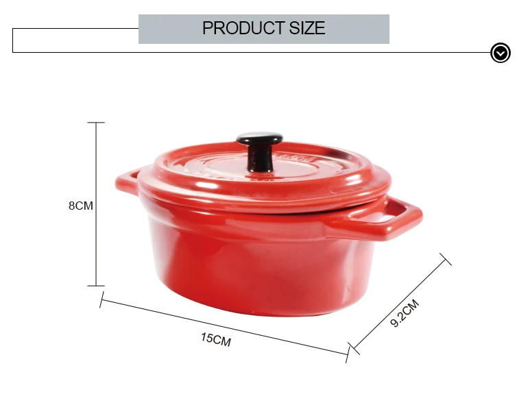 Oval Red Ceramic Lasagna Casserole Dish Covered Rectangular Double Ear Baking Pot With Lid Cookware For Home