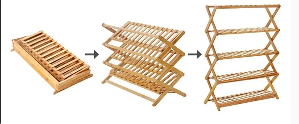 Flower Stand Multi-Tier Bamboo Flower Foldable Rack Indoor and Outdoor Flower Pot Shelf