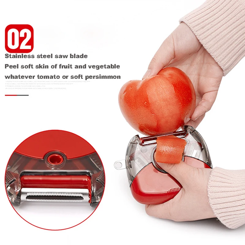 Kitchen Multi Function 3 Blades Orange Tomato Rotary Vegetable Fruit Peeler Potato Peeler Stainless Steel Carrot Peeler