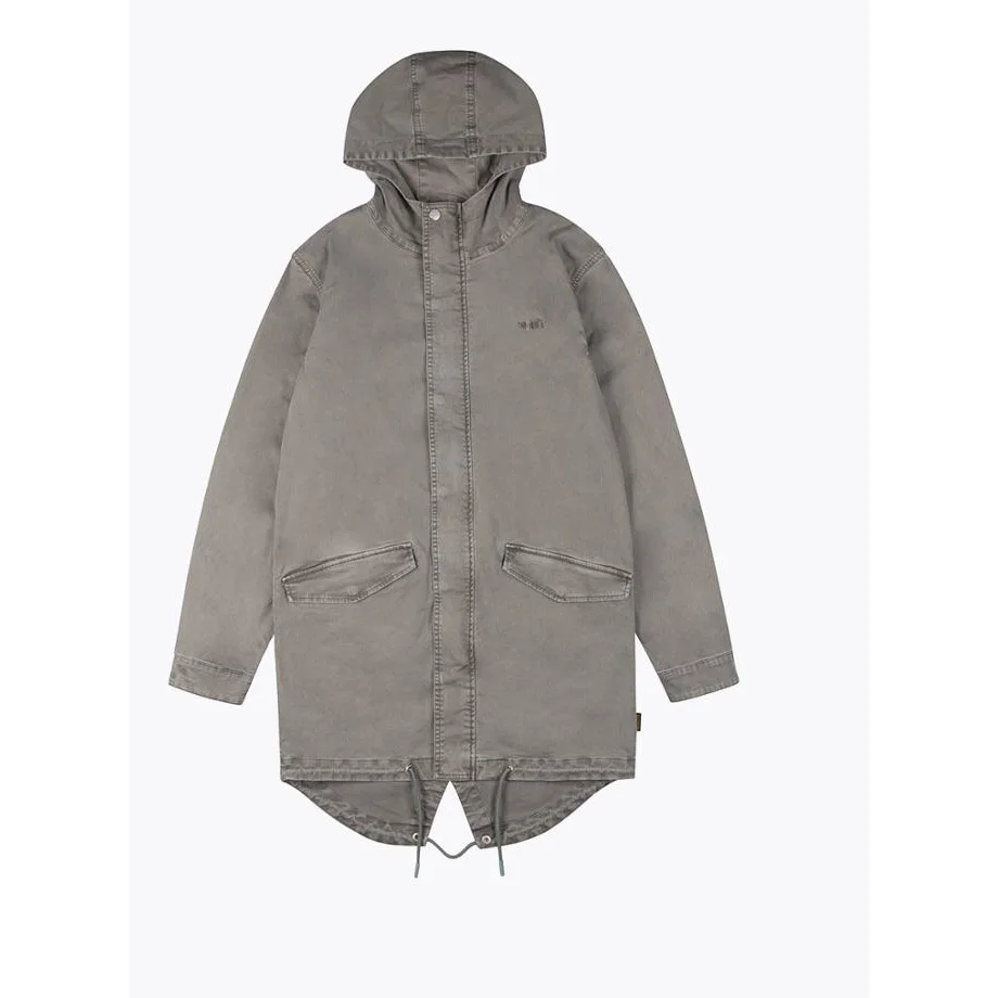 European Mens 97% Cotton 3% Elastane Twill Fishtail Parka In Garment Washed