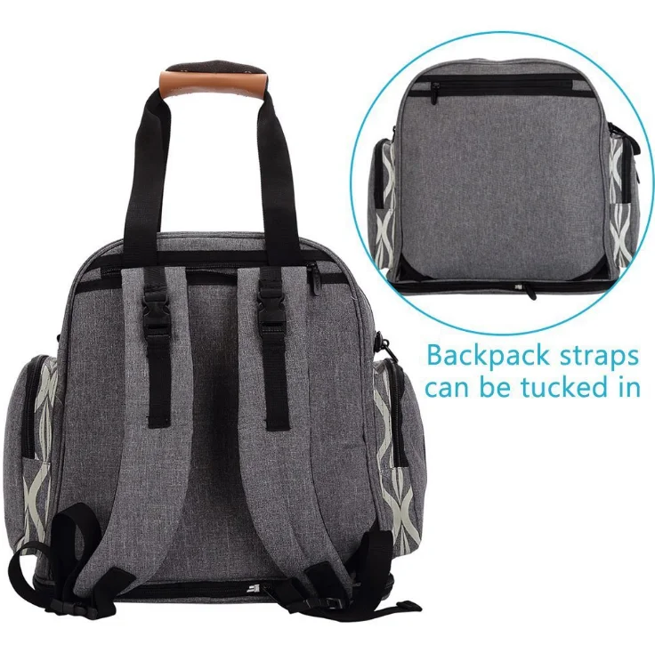 
Amazon Hot Sell Large Capacity Mommy Bag with Insulated Bottle Pockets and Pocket 