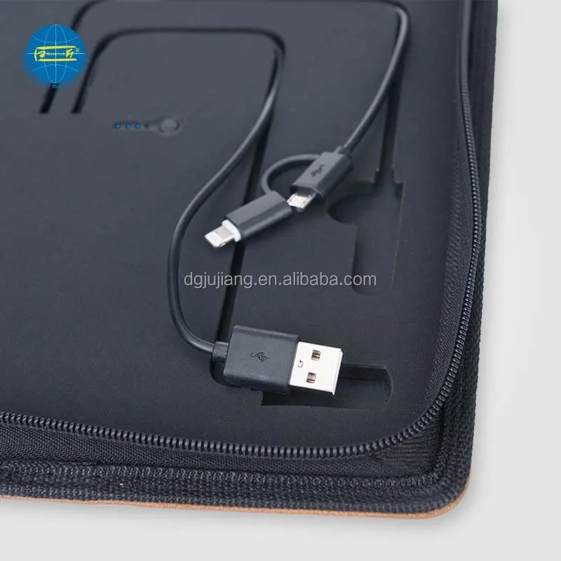 
2017 factory new design product pu leather power bank portfolio with USB 