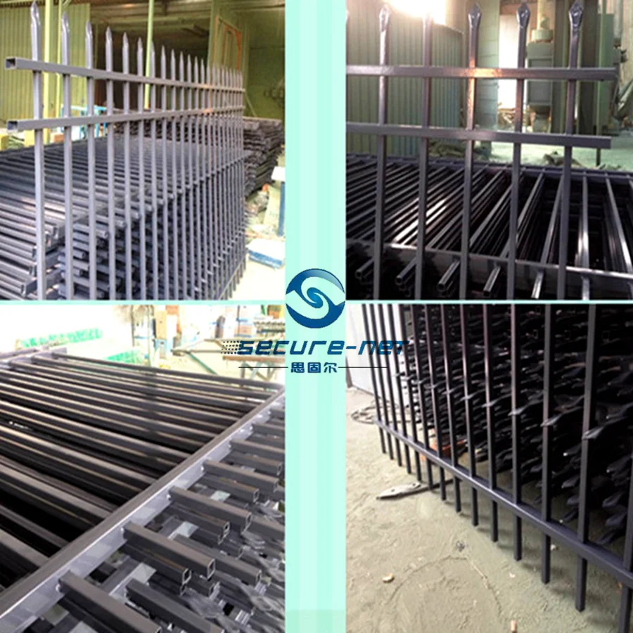 powder coated spear top metal picket fence steel tubular bar railing fencing design