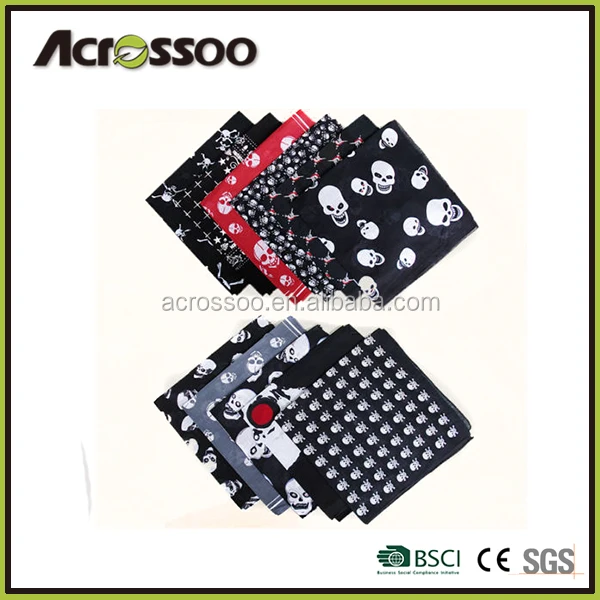 100% Cotton Solid Colors Plain Biker Sport headwear printed Bandana