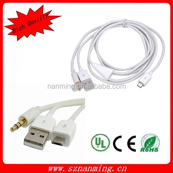 Аудио кабели 3.5 мм стерео Aux аудио микро USB синхронизация данных кабель зарядного устройства