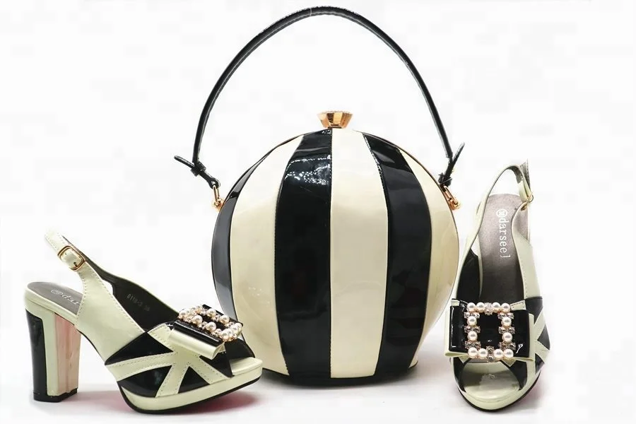 AB5342 Luxury Quality Custom High Heel and Italian Leather Matching Bag Set Italian Shoes and Bag Set