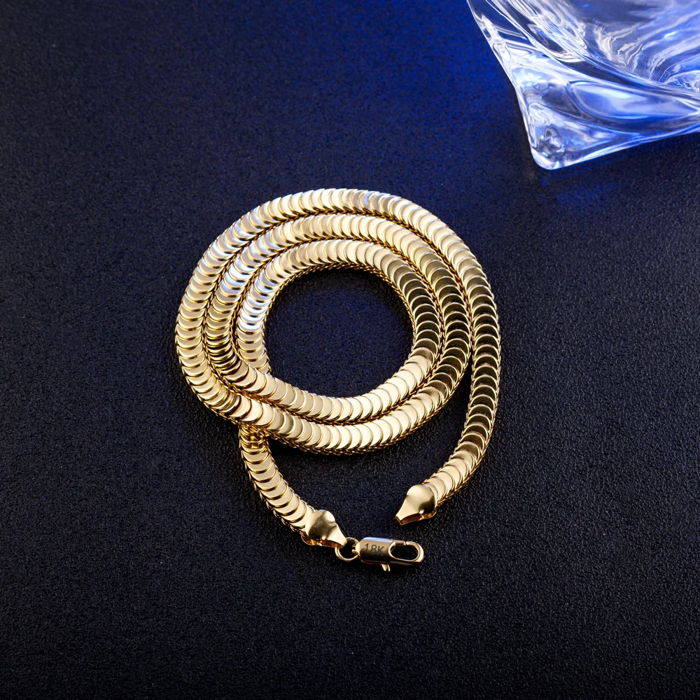 Новое поступление длинное ожерелье 18 К позолоченное змеиное костяное Ожерелье Горячая Распродажа мужское и женское ожерелье цепочка 50 см ожерелье для девушек