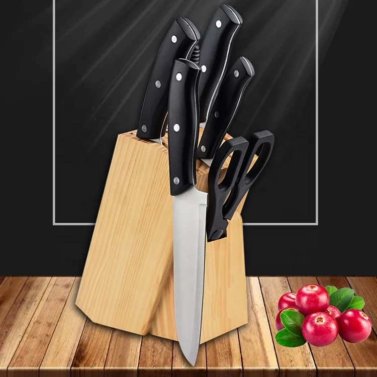 Высокая износостойкость 7 шт. кулинарные ножи наборы нож шеф-повара с деревянным блоком профессиональных ножей шеф-повара