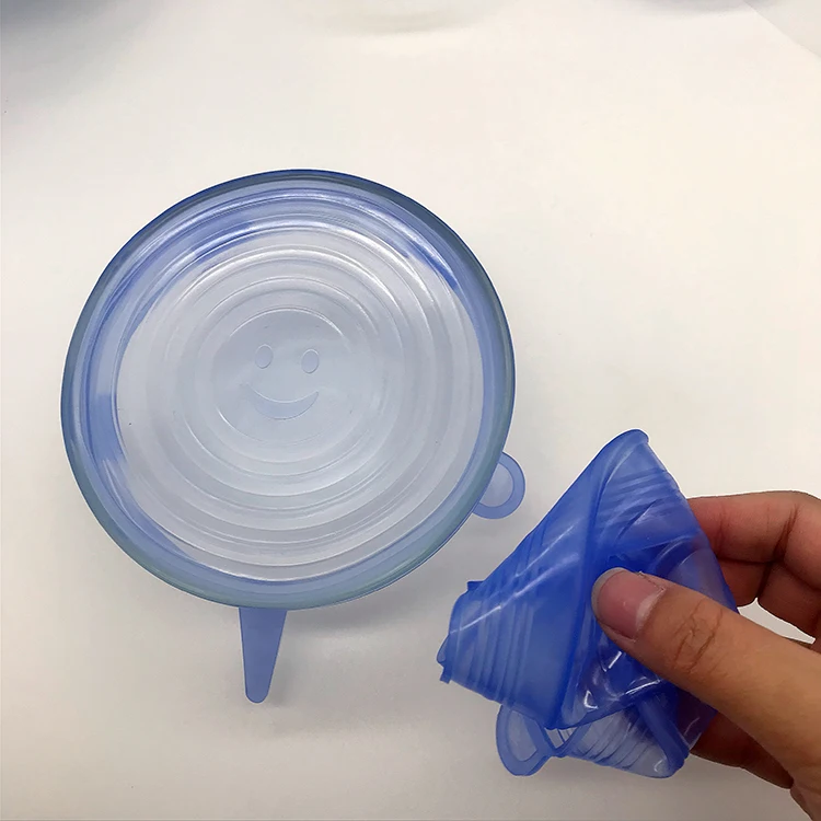 Food grade 6.5cm, 9.5cm, 11.5cm, 14.5cm, 16.5cm, 20.5cm reusable 6 pack pcs silicone stretch lids