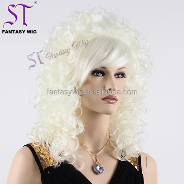 ST Guangzhou Factory Wholesale Cheap Wigs Women Luxurious Wigs Synthetic Hair Jerry Curly Long Beige Synthetic Hair Wigs