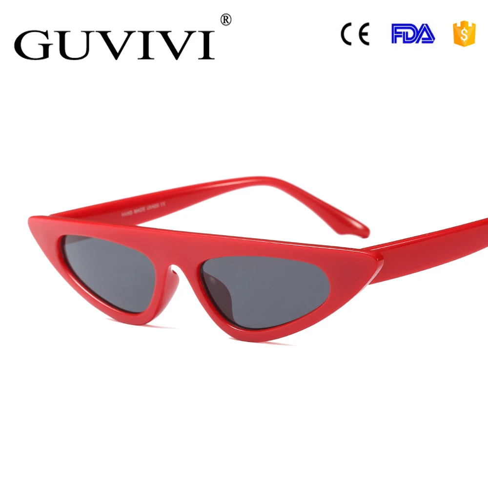 GUVIVI small sunglasses fashion cool Cat eye sunglasses personality man woman Pink sunglasses 2018