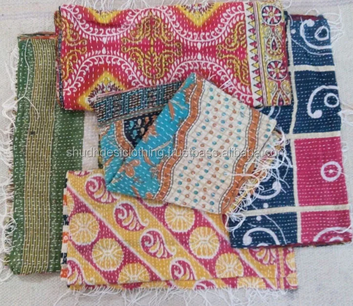 100 Pcs Vintage Cotton Sari Kantha Scarves Hand Quilted Stoles Buy Indian Handicraft Stole Shawls Embroidered RSDK-3966 IN;27243