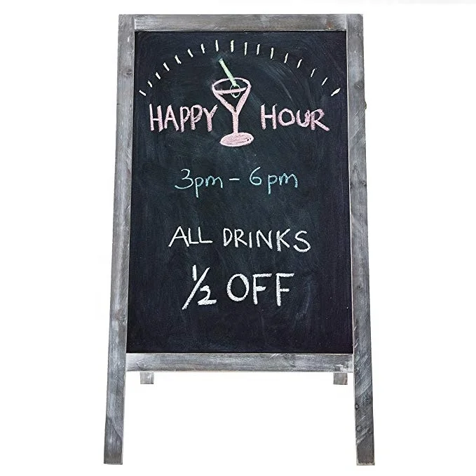 
Retro style grey wash A frame chalkboard for outdoor use wooden black board 