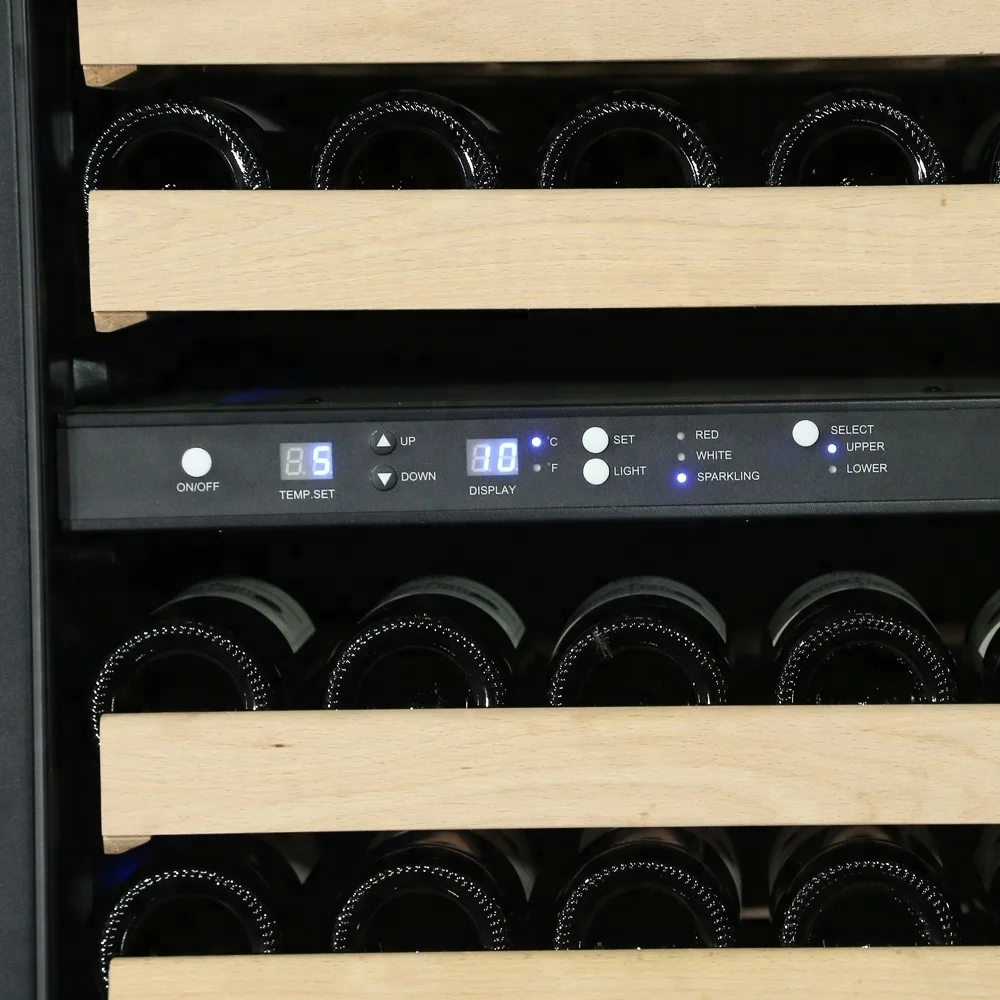 Горячая Распродажа встроенный Двухзонный Шэньчжэнь светодиодный дисплей охладитель вина из нержавеющей стали