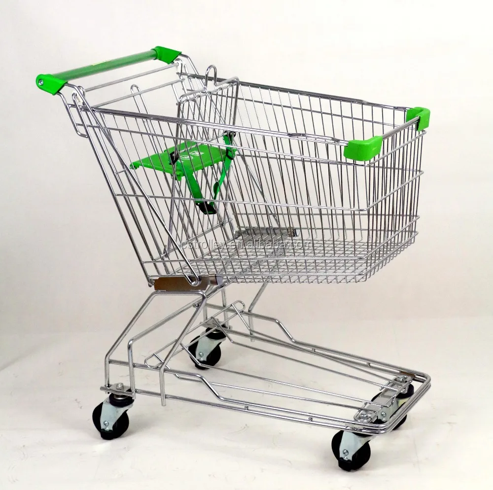 MOQ 20 PCS Chrome Plating 100L Asian style Shopping Trolley Cart For Chain Supermarkets