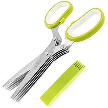 Wholesale hot sale multi-function vegetables 5 blades herb Shears Stainless steel kitchen scissors for cooking cutting