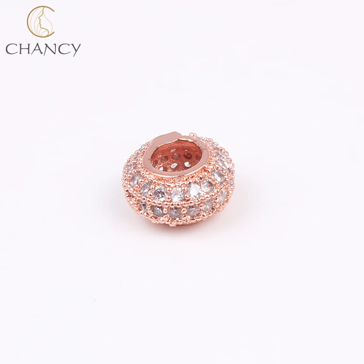 
Charm jewelry findings accessories cz stone round spacer beads for bracelet 