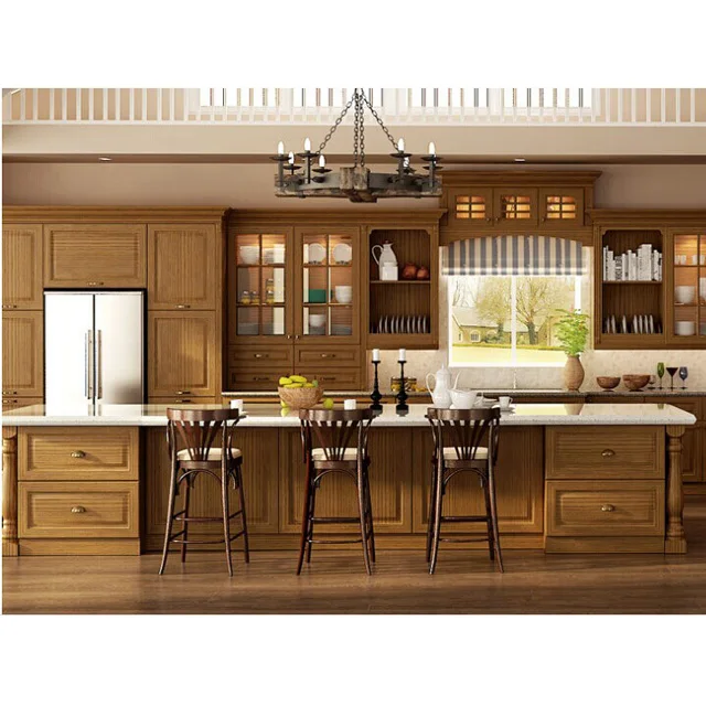 Кухонный шкаф из дуба, размеры и технические характеристики, руководство с островом