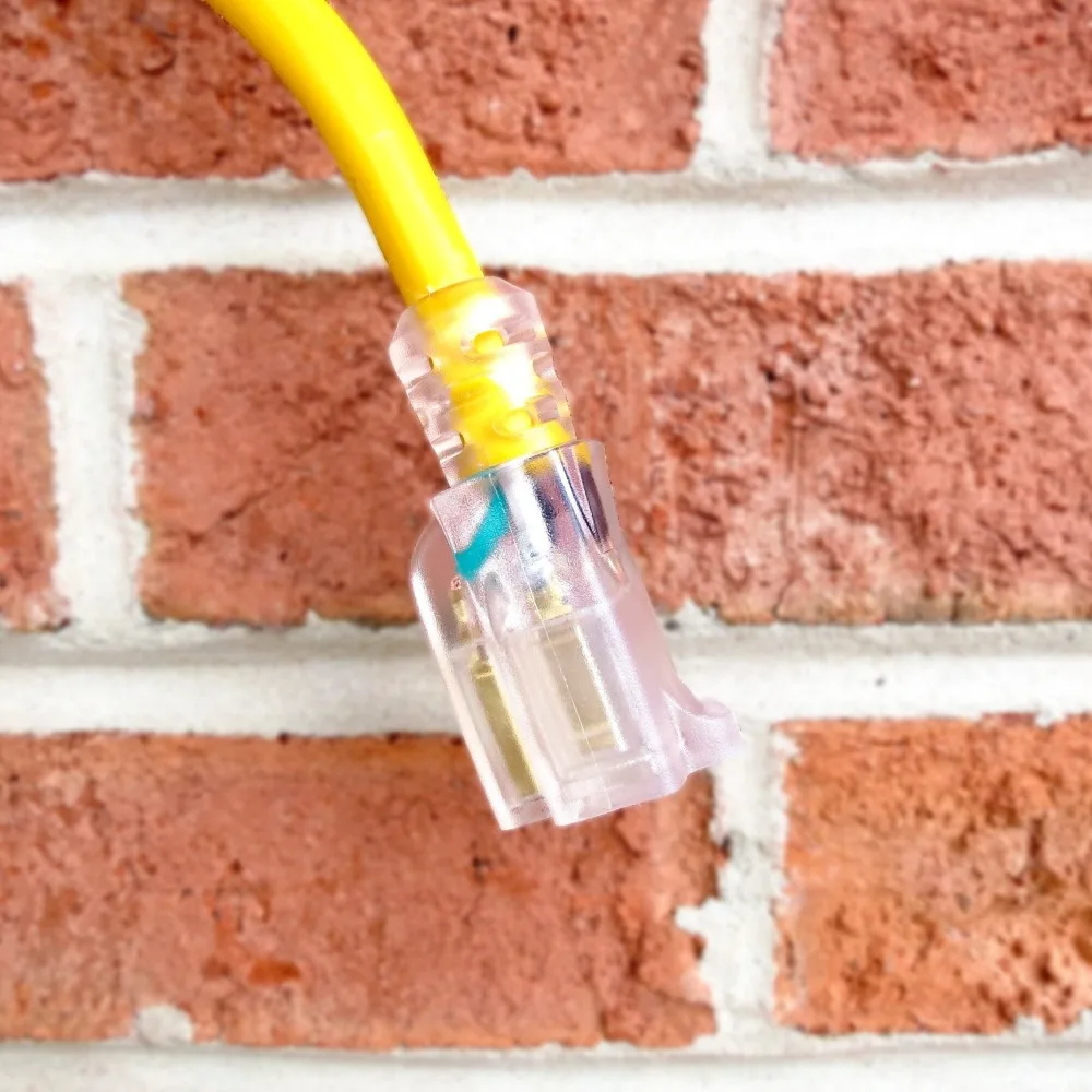 Heavy Duty Yellow Extension Cable Extension Cable with 3 Prong Grounded Plug for Safety 25 Ft Lighted Outdoor Extension Cord