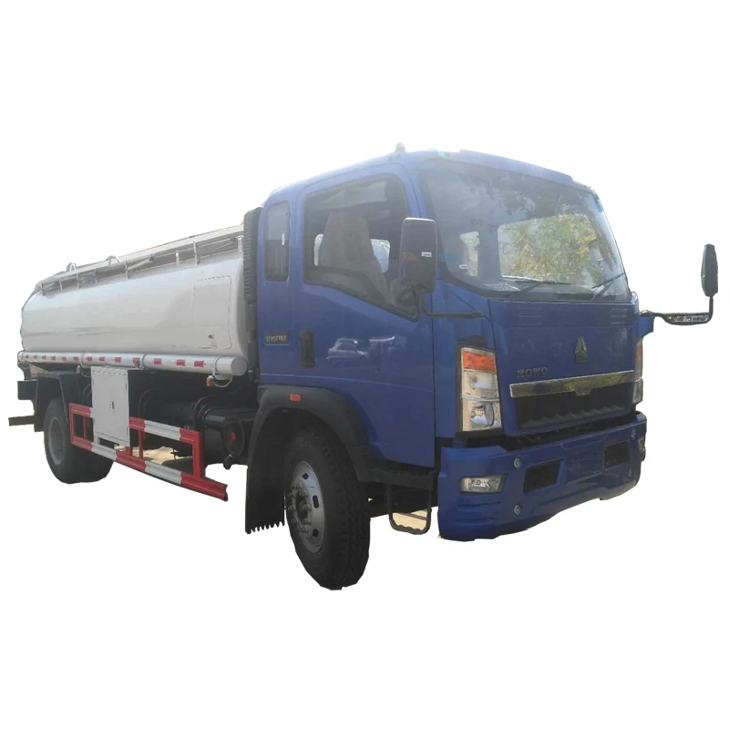 Euro II 4X2 HOWO 10000 liters refuel tank truck 2 axles 10cbm fuel bowser tanker truck 10t oil tank truck for sale