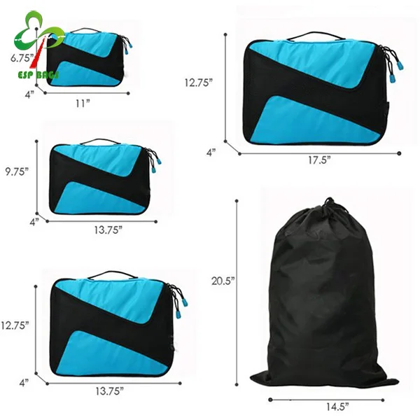 5 Pieces storage organizer travel bags, light breathable mesh luggage organizer, practical roomy packing cube set with shoe bag
