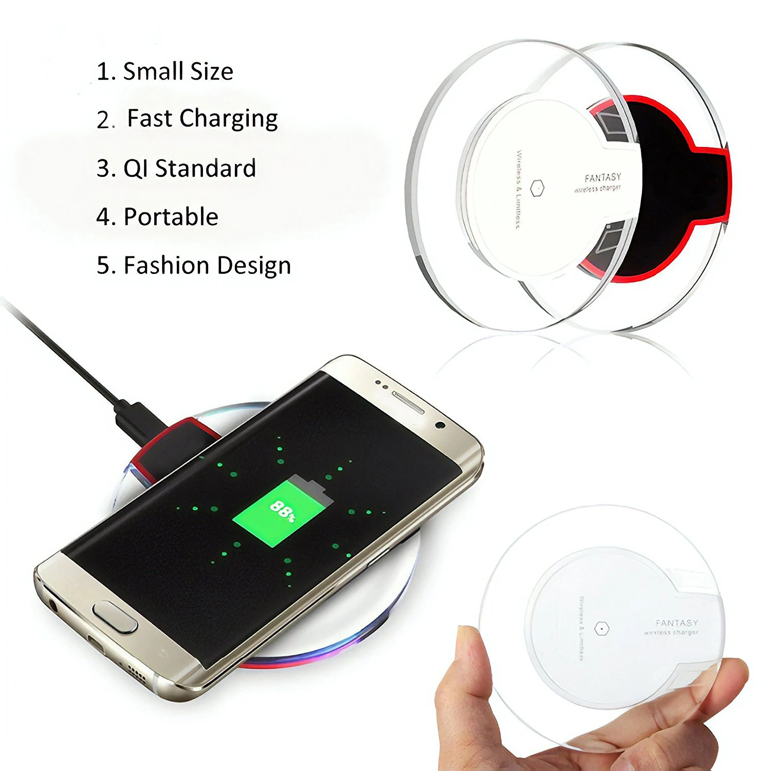 K9 Crystal Custom Mobile Cell Phone Auto Mini Portable Fast Charging Qi Fast Charge Wireless Charger