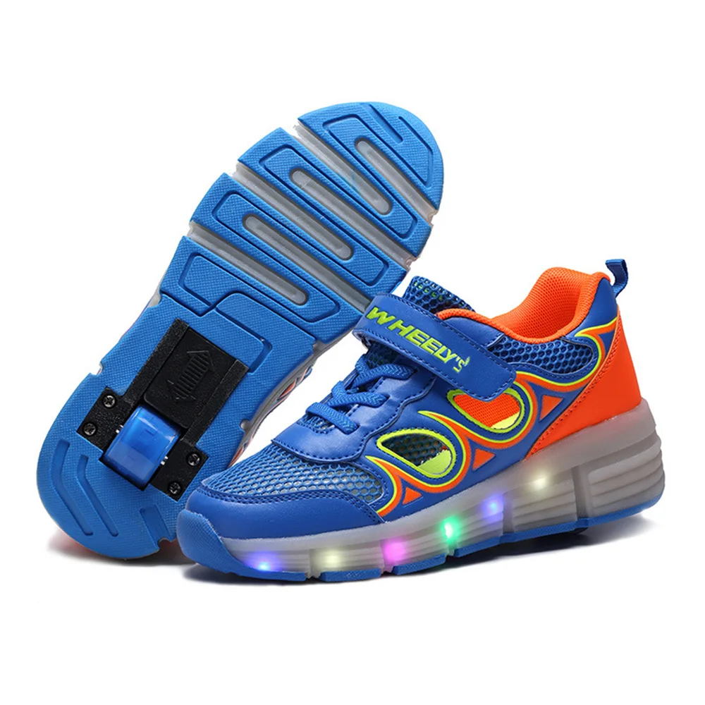 Summer Breathable LED Heelys Shoes Children wheelys Sneakers Kids Roller Shoes With Wheels for Boys Girls