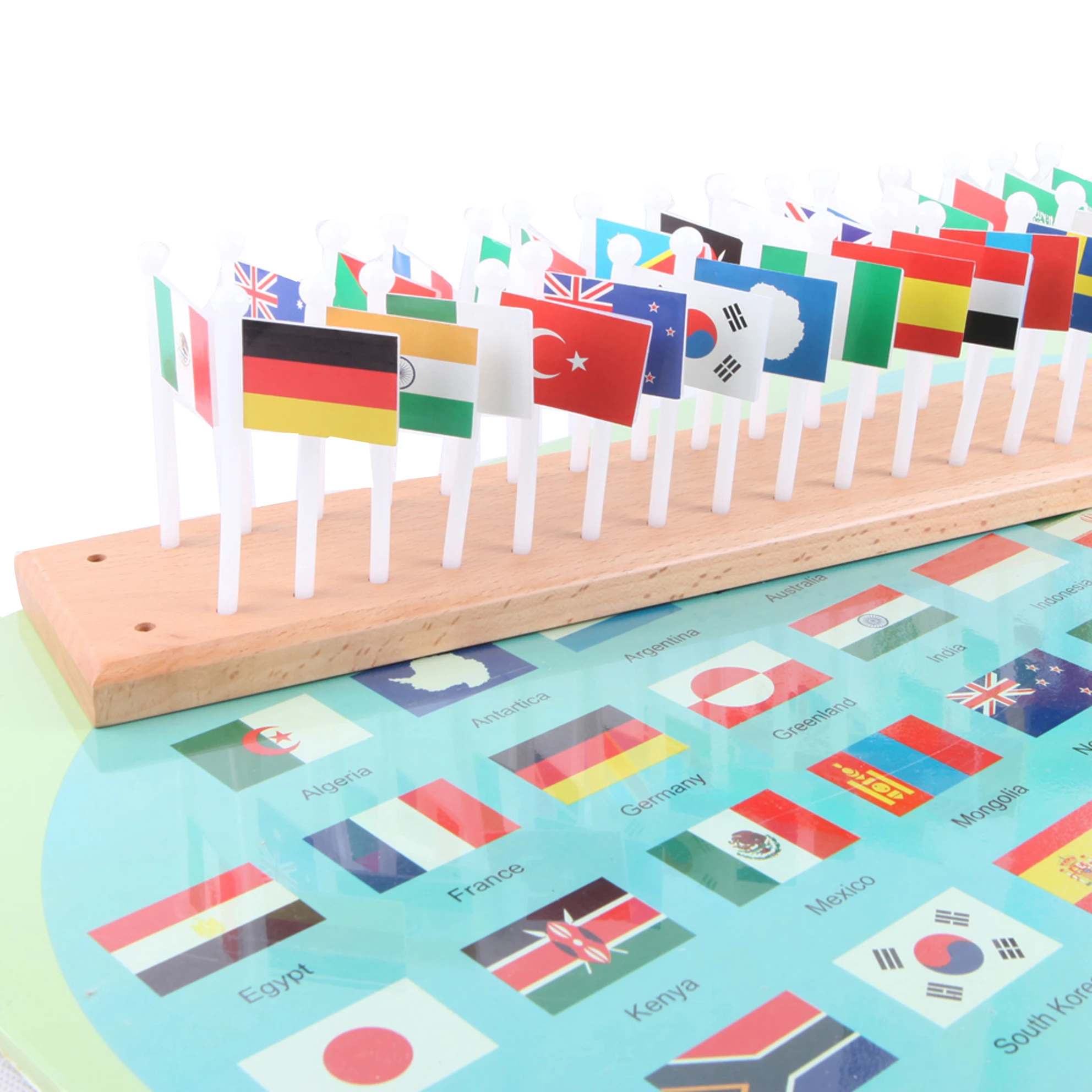 Hot sale New Montessori Equipments Custom Early Baby Montessori Wooden Educational Materials geographic toys Flags of the World