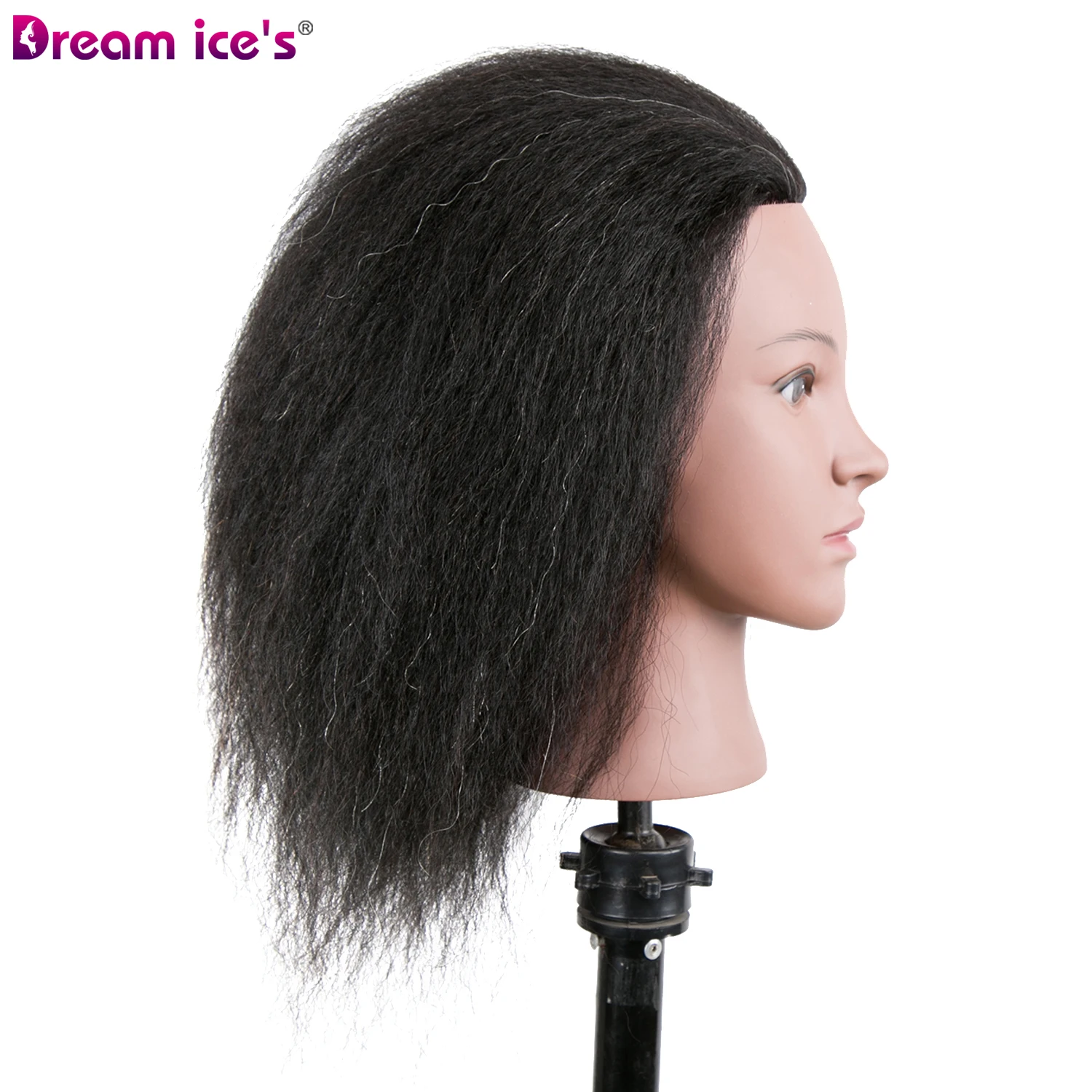 Dream.Ice, заводская цена, 8-24 дюйма, необработанный русский манекен для обучения человеческих волос, голова для чернокожих женщин