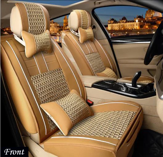 High Quality 5D Fashion PU Leather Full Set Car Seat Cover for Car Seat Protector with Black with Red Ice Silk Car Seat Covers