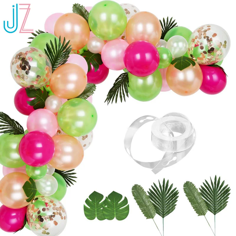 Набор воздушных шаров в виде гирлянды, комплект «сделай сам» из 83 предметов, Гавайские шары, арочная гирлянда с пальмовыми листьями, воздушные полоски для летней пляжной вечеринки