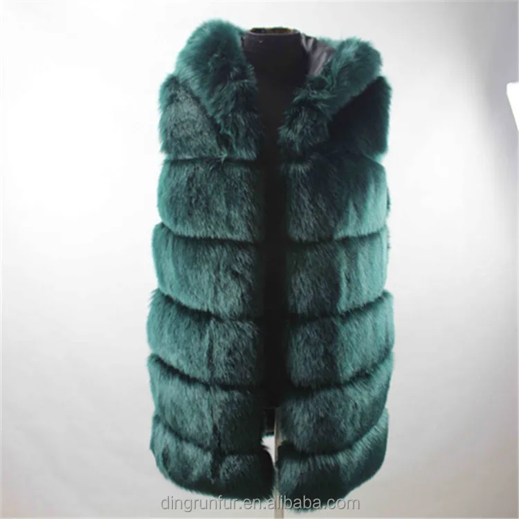 
Top Quality 100% Polyester faux fur fabric Waistcoat Hooded Fake Fur Vest 