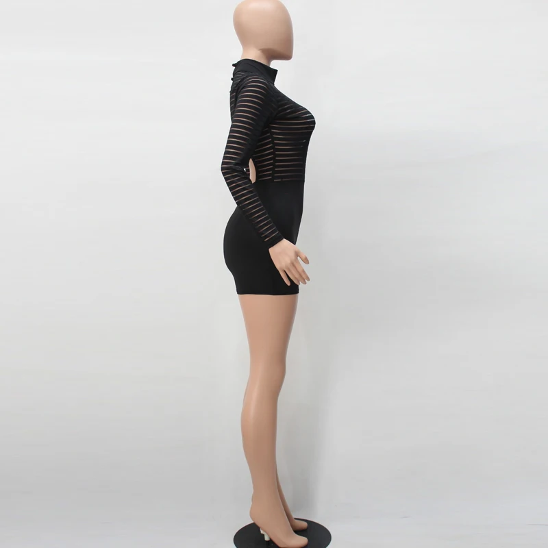 Соблазнительные Черные Комбинезоны из смеси хлопка с круглым вырезом, длинными рукавами и открытой спиной, элегантные облегающие комбинезоны с комбинезоном