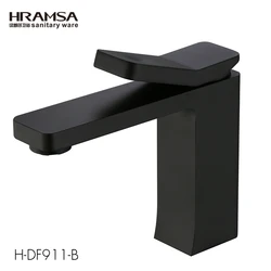 HRAMSA manufacturer home bathroom mixer, square brass black wash basin tap