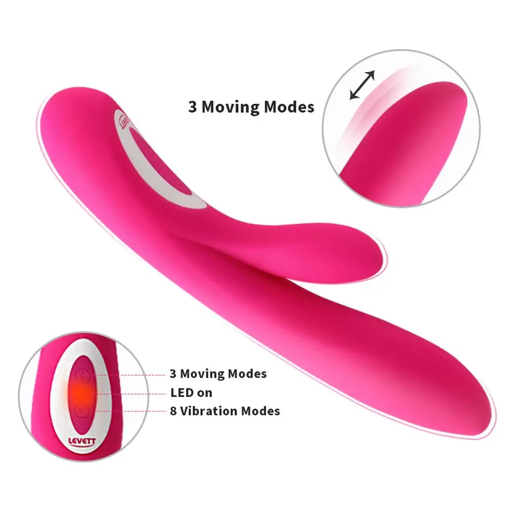 LEVETT Elise Soft Silicone  Strong Vibrating with Moving up and Down G-spot Messager Sex Toy for Woman Vibrator