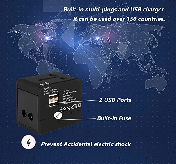 
All in one world travel ac dc 5v 2a power adapter charger for USA Australia Europe UK smart multi electric plug 