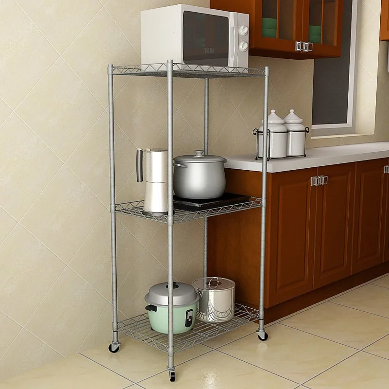 
 3 layers with brake wheel high bearing capacity storage shelf, Home storage organizer  