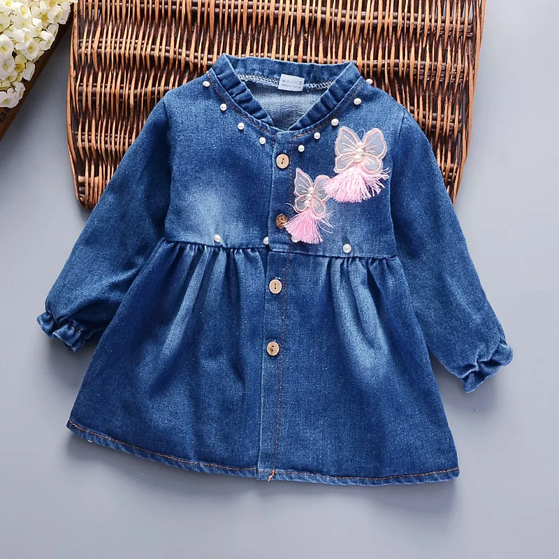 baby girls dress 2018 new fashion spring autumn jeans dress for kids girls long sleeve dress clothing