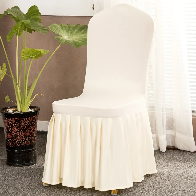 Wholesale elegant gold banquet ruffled pleat spandex fabric wedding chair cover